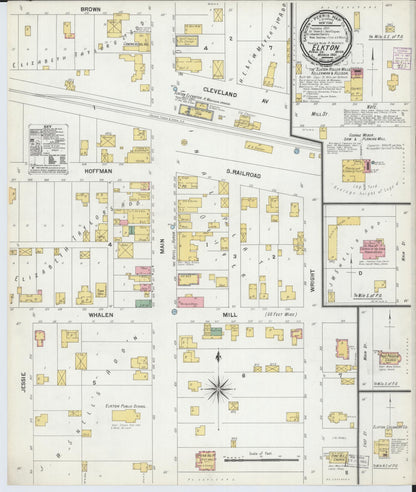 Sanborn Fire Insurance Map from Elkton, Huron County, Michigan (1901), Sheet #0001 - Historic Sanborn Fire Insurance Map Print, vintage old map wall art, antique decor, genealogy gift, Michigan Michigan map