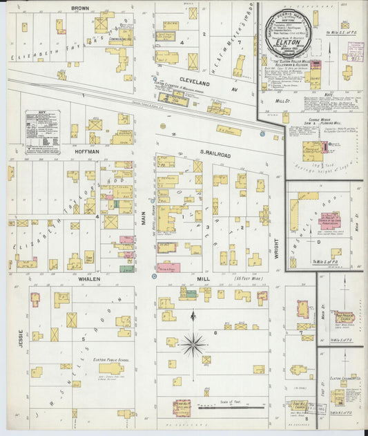 Sanborn Fire Insurance Map from Elkton, Huron County, Michigan (1901), Sheet #0001 - Historic Sanborn Fire Insurance Map Print, vintage old map wall art, antique decor, genealogy gift, Michigan Michigan map