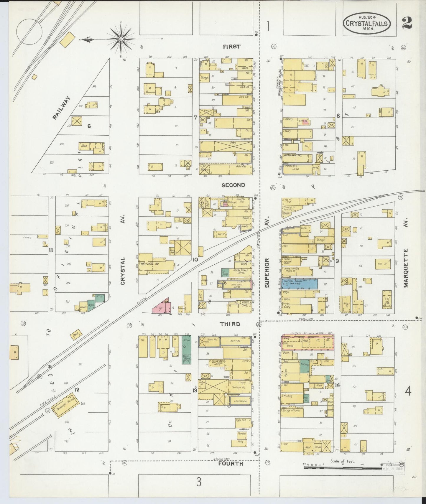 Sanborn Fire Insurance Map from Crystal Falls, Iron County, Michigan (1904), Sheet #0002 - Complete Map Set gallery image, historic Sanborn map, vintage wall art, Michigan Michigan