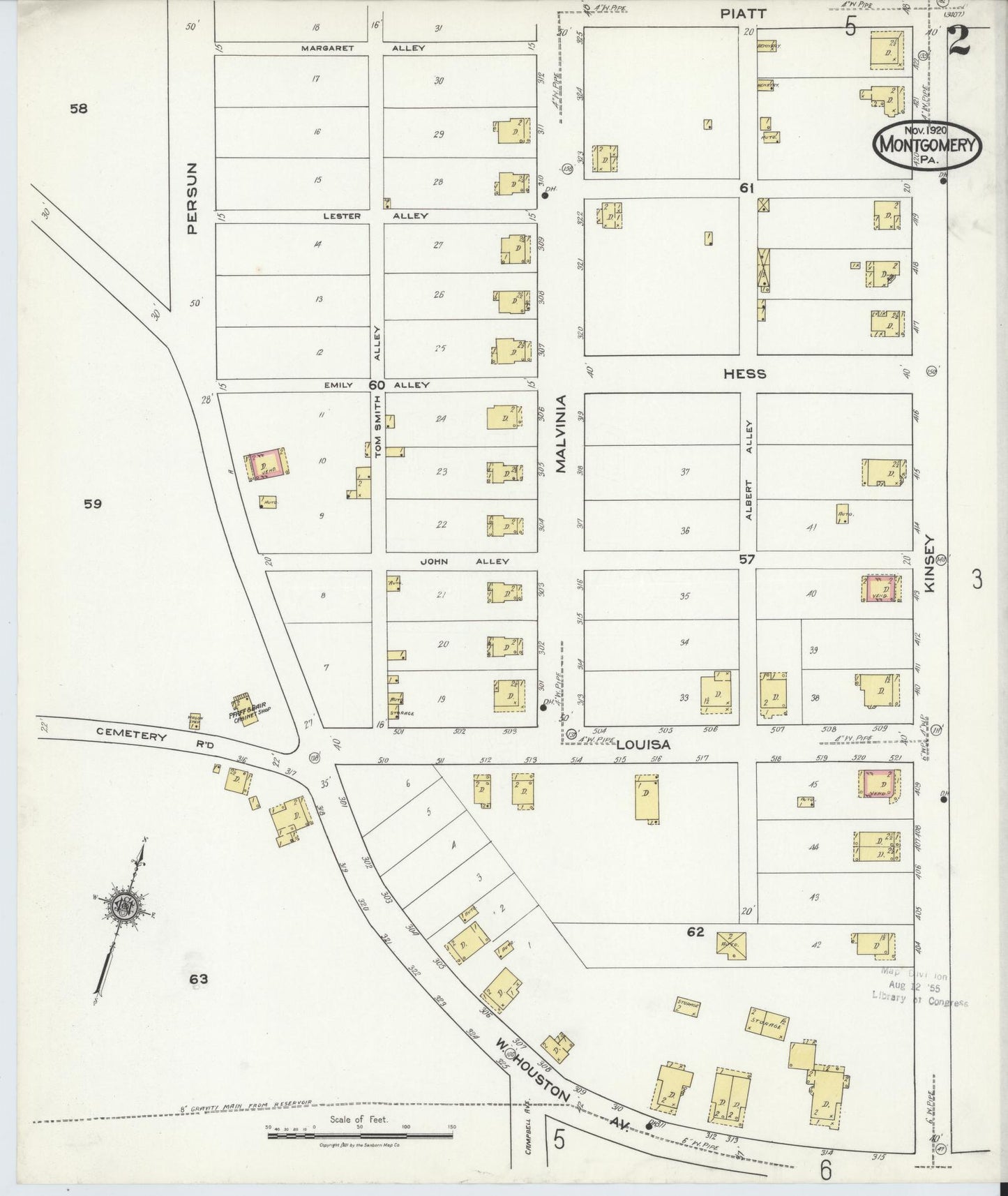 Sanborn Fire Insurance Map from Montgomery, Lycoming County, Pennsylvania (1920), Sheet #0002 - Historic Sanborn Fire Insurance Map Print, vintage old map wall art, antique decor, genealogy gift, Pennsylvania Pennsylvania map
