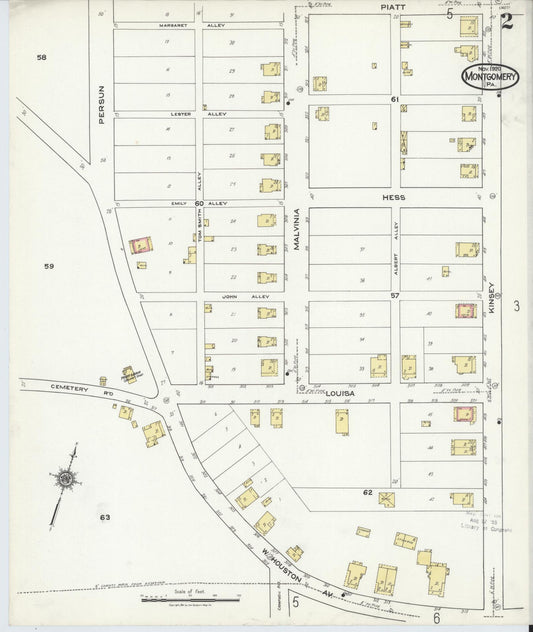 Sanborn Fire Insurance Map from Montgomery, Lycoming County, Pennsylvania (1920), Sheet #0002 - Historic Sanborn Fire Insurance Map Print, vintage old map wall art, antique decor, genealogy gift, Pennsylvania Pennsylvania map