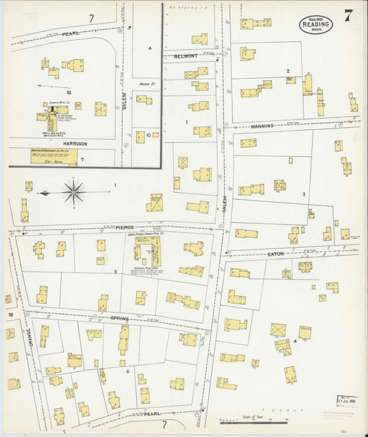 Sanborn Fire Insurance Map from Reading, Middlesex County, Massachusetts (1903), Sheet #0007 - Historic Sanborn Fire Insurance Map Print, vintage old map wall art, antique decor, genealogy gift, Massachusetts Massachusetts map