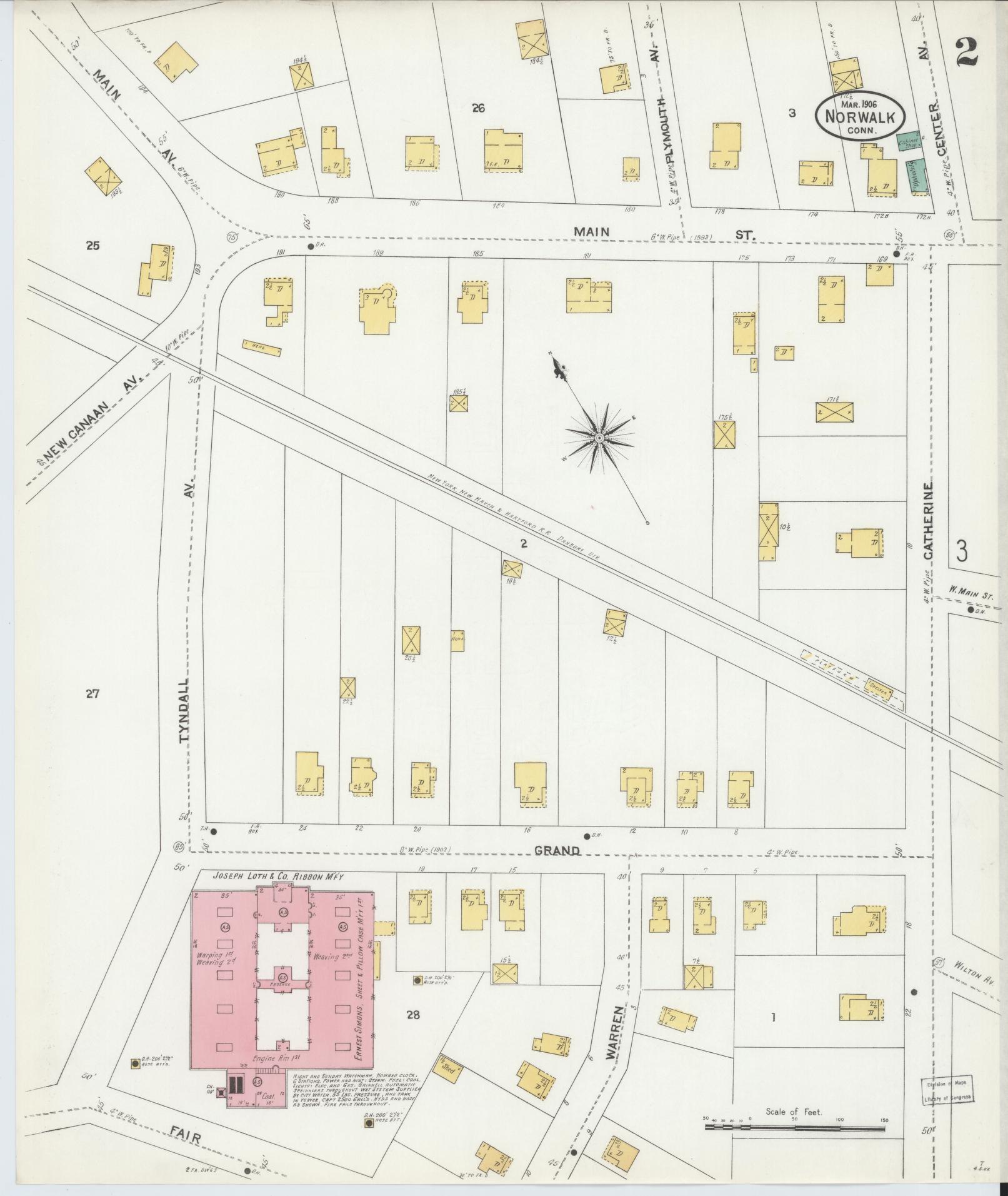Sanborn Fire Insurance Map from Norwalk, Fairfield County, Connecticut (1906), Sheet #0002 - Complete Map Set gallery image, historic Sanborn map, vintage wall art, Connecticut Connecticut