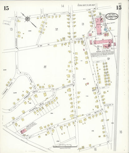 Sanborn Fire Insurance Map from Lexington, Davidson County, North Carolina (1923), Sheet #0015 - Historic Sanborn Fire Insurance Map Print, vintage old map wall art, antique decor, genealogy gift, North Carolina North Carolina map