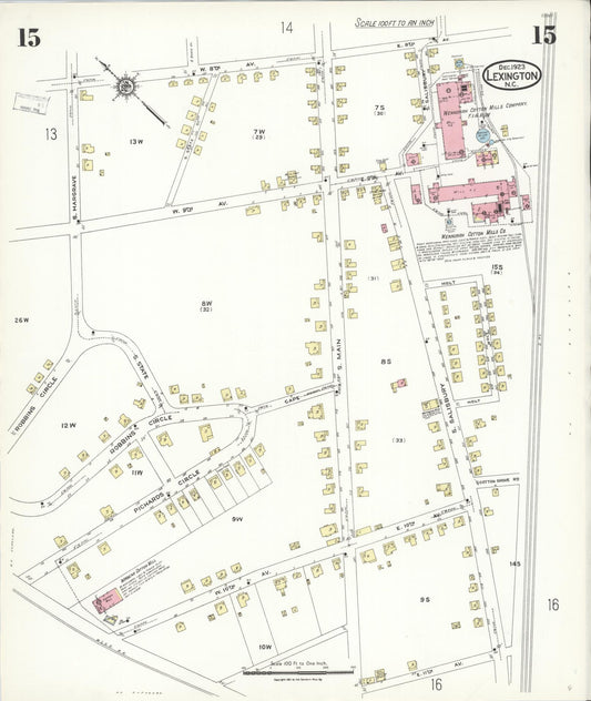 Sanborn Fire Insurance Map from Lexington, Davidson County, North Carolina (1923), Sheet #0015 - Historic Sanborn Fire Insurance Map Print, vintage old map wall art, antique decor, genealogy gift, North Carolina North Carolina map