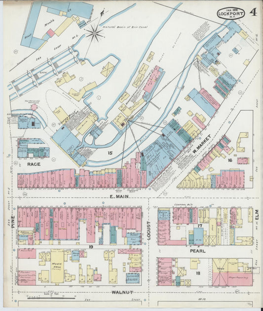 Sanborn Fire Insurance Map from Lockport, Niagara County, New York (1892), Sheet #0004 - Historic Sanborn Fire Insurance Map Print, vintage old map wall art, antique decor, genealogy gift, New York New York map