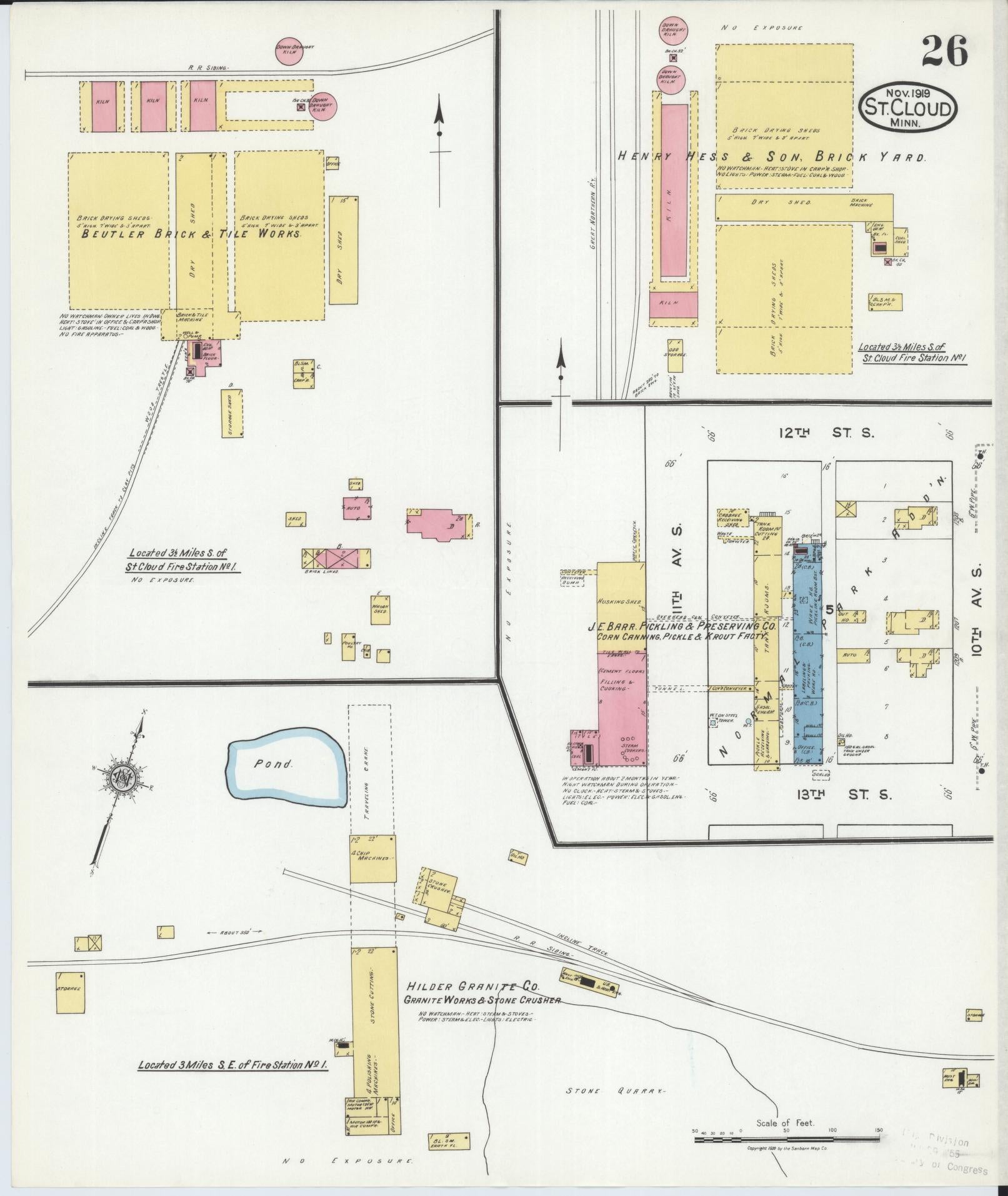 Sanborn Fire Insurance Map from Saint Cloud, Stearns, Benton, and Sherburne Counties, Minnesota (1919), Sheet #0026 - Complete Map Set gallery image, historic Sanborn map, vintage wall art, Minnesota Minnesota