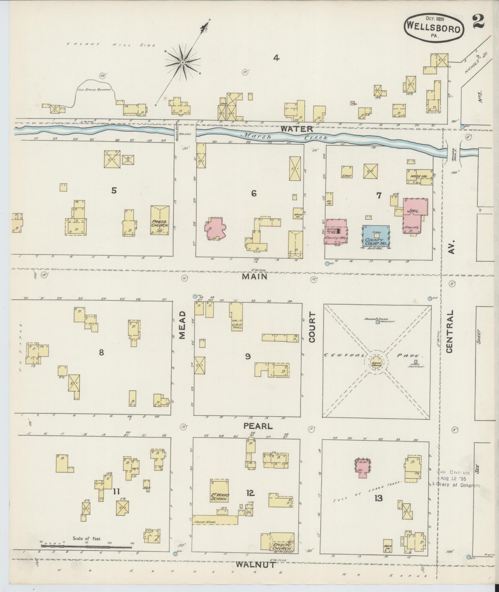 Sanborn Fire Insurance Map from Wellsboro, Tioga County, Pennsylvania (1891), Sheet #0002 - Complete Map Set gallery image, historic Sanborn map, vintage wall art, Pennsylvania Pennsylvania