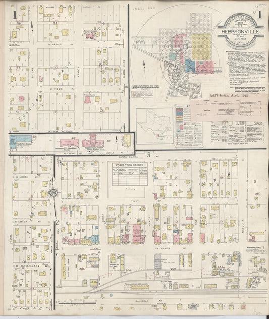 Sanborn Fire Insurance Map from Hebbronville, Jim Hogg County, Texas (1943), Sheet #0001 - Complete Map Set gallery image, historic Sanborn map, vintage wall art, Texas Texas