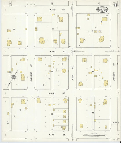 Sanborn Fire Insurance Map from Hereford, Deaf Smith County, Texas (1920), Sheet #0008 - Complete Map Set gallery image, historic Sanborn map, vintage wall art, Texas Texas
