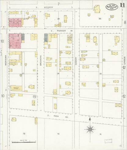 Sanborn Fire Insurance Map from Puyallup, Pierce County, Washington (1909), Sheet #0011 - Complete Map Set gallery image, historic Sanborn map, vintage wall art, Washington Washington