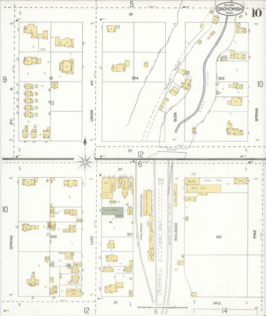 Sanborn Fire Insurance Map from Snohomish, Snohomish County, Washington (1905), Sheet #0010 - Historic Sanborn Fire Insurance Map Print, vintage old map wall art, antique decor, genealogy gift, Washington Washington map