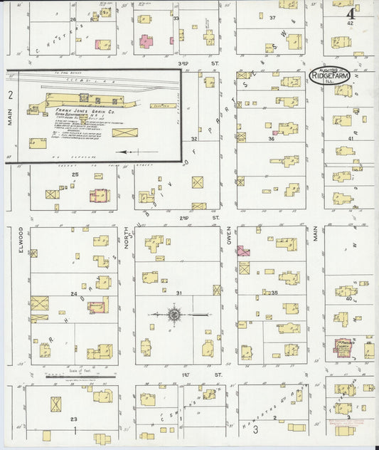 Sanborn Fire Insurance Map from Ridge Farm, Vermilion County, Illinois (1919), Sheet #0004 - Historic Sanborn Fire Insurance Map Print, vintage old map wall art, antique decor, genealogy gift, Illinois Illinois map