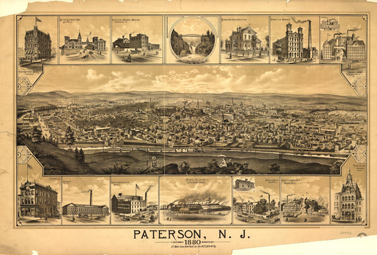 Paterson, N.J. (1880) – Historic Bird’s-Eye View Panorama Print