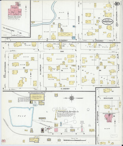Sanborn Fire Insurance Map from Robinson, Crawford County, Illinois (1910), Sheet #0010 - Historic Sanborn Fire Insurance Map Print, vintage old map wall art, antique decor, genealogy gift, Illinois Illinois map