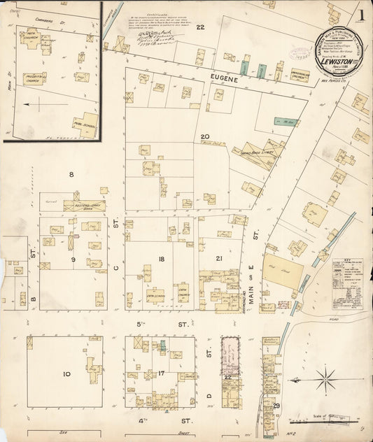 Sanborn Fire Insurance Map from Lewiston, Nez Perce County, Idaho (1888), Sheet #0001 - Complete Map Set gallery image, historic Sanborn map, vintage wall art, Idaho Idaho