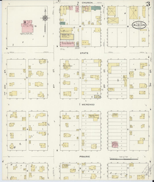 Sanborn Fire Insurance Map from Albion, Boone County, Nebraska (1909), Sheet #0003 - Historic Sanborn Fire Insurance Map Print, vintage old map wall art, antique decor, genealogy gift, Nebraska Nebraska map