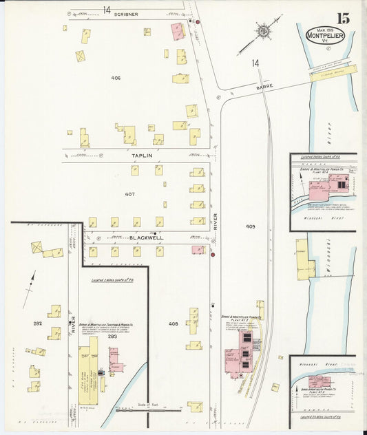 Sanborn Fire Insurance Map from Montpelier, Washington County, Vermont (1915), Sheet #0015 - Historic Sanborn Fire Insurance Map Print, vintage old map wall art, antique decor, genealogy gift, Vermont Vermont map
