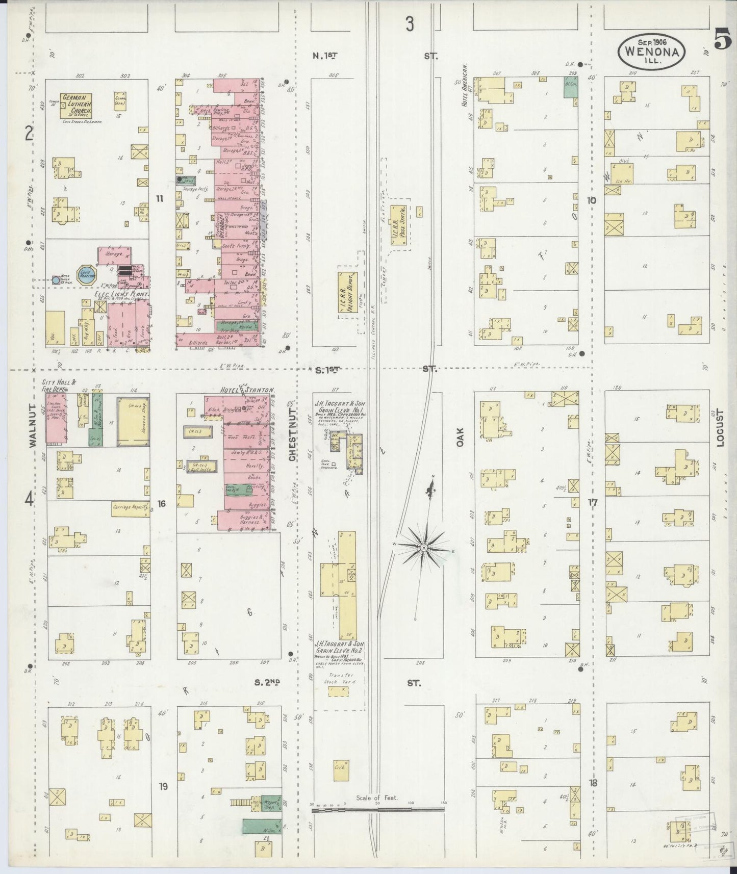 Sanborn Fire Insurance Map from Wenona, Marshall County, Illinois (1906), Sheet #0005 - Complete Map Set gallery image, historic Sanborn map, vintage wall art, Illinois Illinois