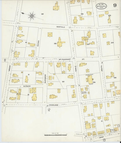 Sanborn Fire Insurance Map from Woburn, Middlesex County, Massachusetts (1904), Sheet #0009 - Complete Map Set gallery image, historic Sanborn map, vintage wall art, Massachusetts Massachusetts