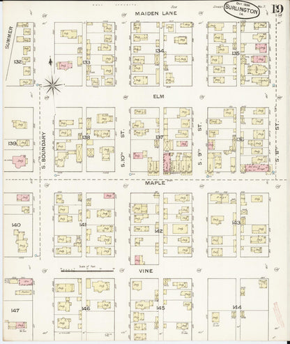 Sanborn Fire Insurance Map from Burlington, Des Moines County, Iowa (1888), Sheet #0019 - Historic Sanborn Fire Insurance Map Print