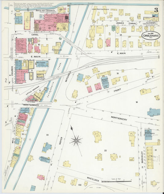 Sanborn Fire Insurance Map from Canajoharie, Montgomery County, New York (1908), Sheet #0003 - Historic Sanborn Fire Insurance Map Print, vintage old map wall art, antique decor, genealogy gift, New York New York map