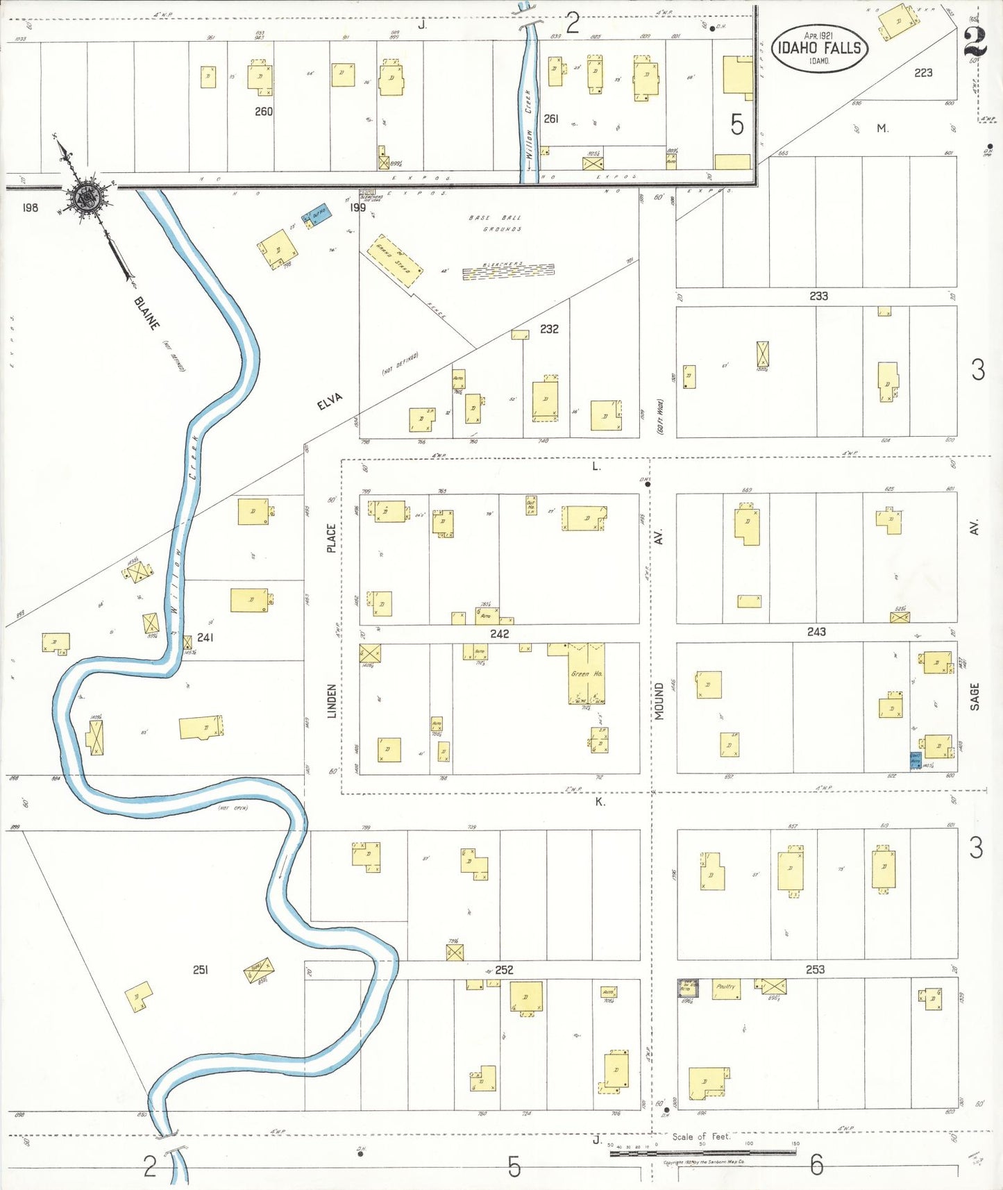 Sanborn Fire Insurance Map from Idaho Falls, Bonneville County, Idaho (1921), Sheet #0002 - Complete Map Set gallery image, historic Sanborn map, vintage wall art, Idaho Idaho