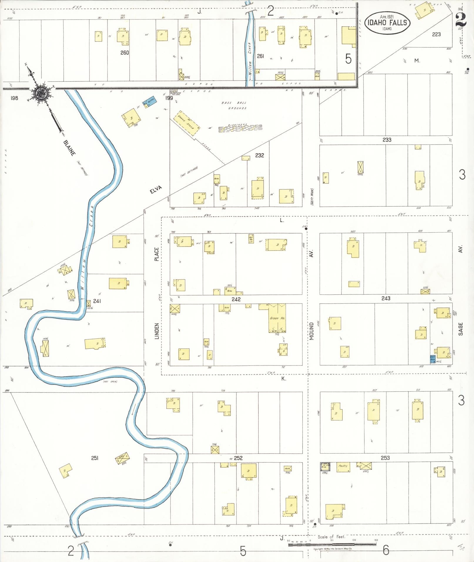 Sanborn Fire Insurance Map from Idaho Falls, Bonneville County, Idaho (1921), Sheet #0002 - Complete Map Set gallery image, historic Sanborn map, vintage wall art, Idaho Idaho