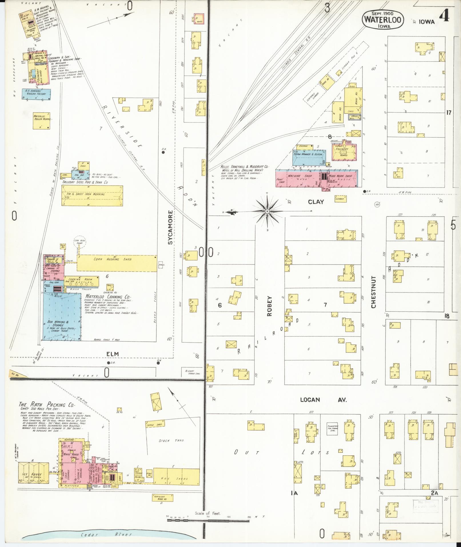 Sanborn Fire Insurance Map from Waterloo, Black Hawk County, Iowa (1900), Sheet #0004 - Historic Sanborn Fire Insurance Map Print