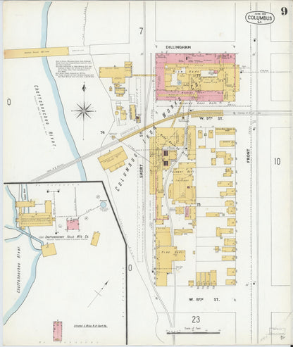 Sanborn Fire Insurance Map from Columbus, Muscogee County, Georgia (1900), Sheet #0009 - Complete Map Set gallery image, historic Sanborn map, vintage wall art, Georgia Georgia