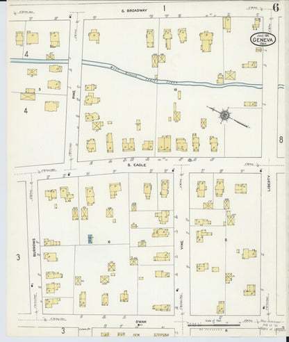 Sanborn Fire Insurance Map from Geneva, Ashtabula County, Ohio (1911), Sheet #0006 - Historic Sanborn Fire Insurance Map Print, vintage old map wall art, antique decor, genealogy gift, Ohio Ohio map