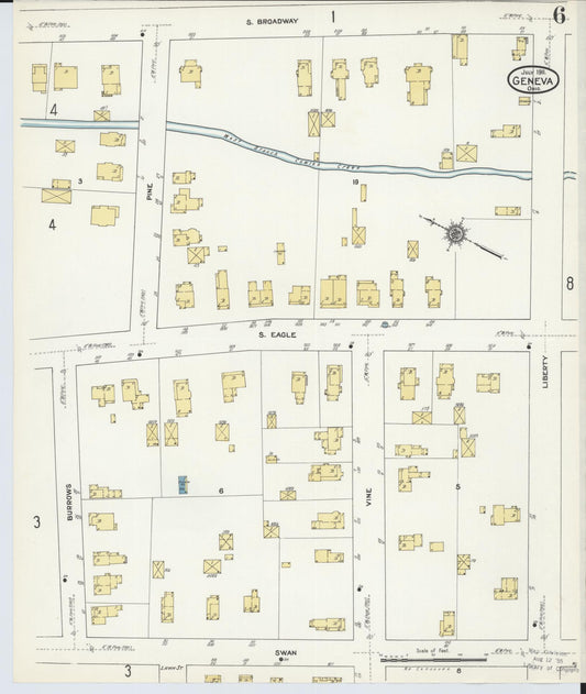 Sanborn Fire Insurance Map from Geneva, Ashtabula County, Ohio (1911), Sheet #0006 - Historic Sanborn Fire Insurance Map Print, vintage old map wall art, antique decor, genealogy gift, Ohio Ohio map