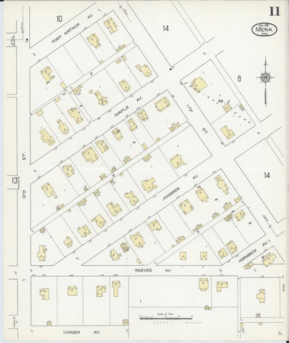 Sanborn Fire Insurance Map from Mena, Polk County, Arkansas (1914), Sheet #0011 - Complete Map Set gallery image, historic Sanborn map, vintage wall art, Arkansas Arkansas