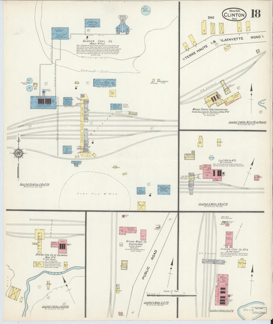 Sanborn Fire Insurance Map from Clinton, Vermillion County, Indiana (1915), Sheet #0018 - Historic Sanborn Fire Insurance Map Print, vintage old map wall art, antique decor, genealogy gift, Indiana Indiana map