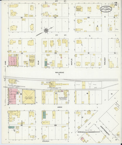 Sanborn Fire Insurance Map from Atlanta, Logan County, Illinois (1910), Sheet #0002 - Historic Sanborn Fire Insurance Map Print, vintage old map wall art, antique decor, genealogy gift, Illinois Illinois map