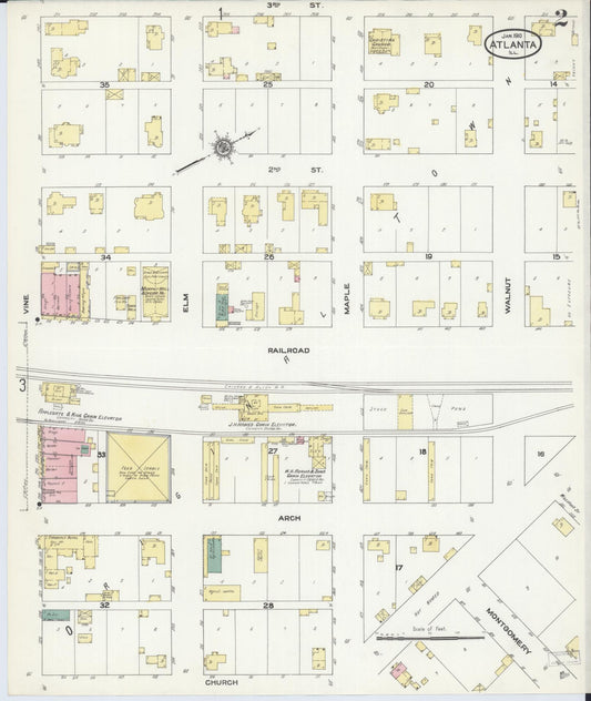 Sanborn Fire Insurance Map from Atlanta, Logan County, Illinois (1910), Sheet #0002 - Historic Sanborn Fire Insurance Map Print, vintage old map wall art, antique decor, genealogy gift, Illinois Illinois map