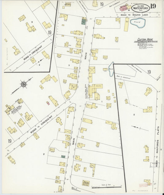 Sanborn Fire Insurance Map from Waterford, Saratoga County, New York (1909), Sheet #0019 - Historic Sanborn Fire Insurance Map Print, vintage old map wall art, antique decor, genealogy gift, New York New York map