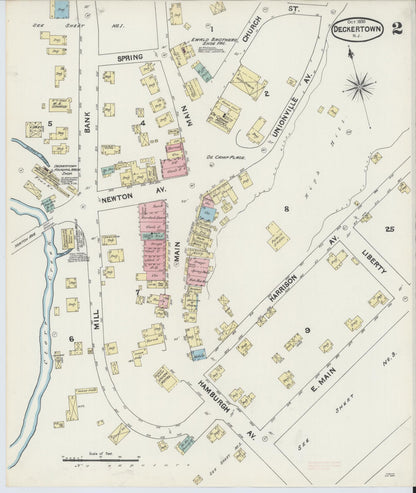 Sanborn Fire Insurance Map from Deckertown, Sussex County, New Jersey (1890), Sheet #0002 - Historic Sanborn Fire Insurance Map Print, vintage old map wall art, antique decor, genealogy gift, New Jersey New Jersey map