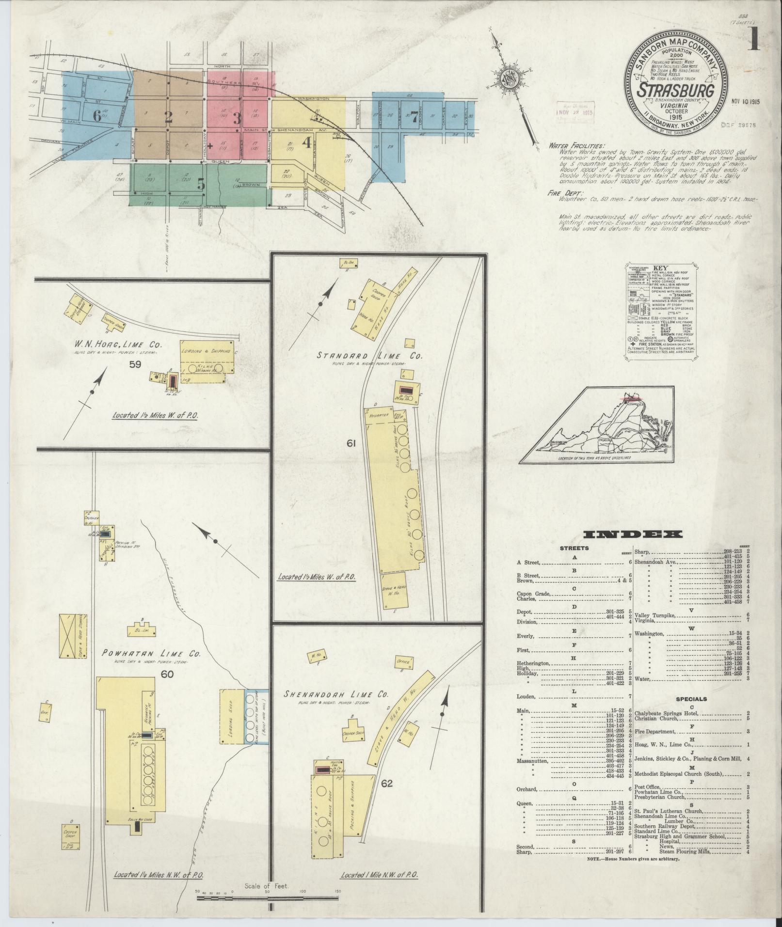 Sanborn Fire Insurance Map from Strasburg, Shenandoah County, Virginia. (1915) – Historic Sanborn Fire Insurance Map Print