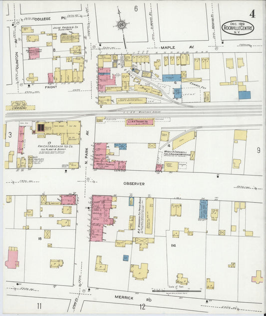 Sanborn Fire Insurance Map from Rockville Centre, Nassau County, New York (1919), Sheet #0004 - Historic Sanborn Fire Insurance Map Print, vintage old map wall art, antique decor, genealogy gift, New York New York map