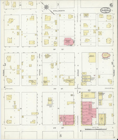Sanborn Fire Insurance Map from Rosebud, Falls County, Texas (1914), Sheet #0006 - Historic Sanborn Fire Insurance Map Print, vintage old map wall art, antique decor, genealogy gift, Texas Texas map