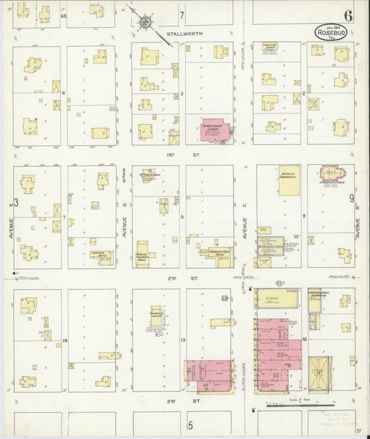 Sanborn Fire Insurance Map from Rosebud, Falls County, Texas (1914), Sheet #0006 - Historic Sanborn Fire Insurance Map Print, vintage old map wall art, antique decor, genealogy gift, Texas Texas map