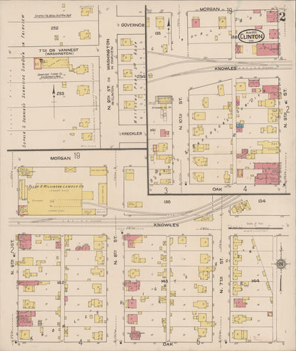 Sanborn Fire Insurance Map from Clinton, Vermillion County, Indiana (1921), Sheet #0002 - Historic Sanborn Fire Insurance Map Print, vintage old map wall art, antique decor, genealogy gift, Indiana Indiana map