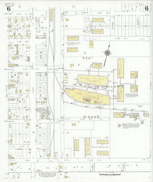 Sanborn Fire Insurance Map from Lamesa, Dawson County, Texas (1939), Sheet #0006 - Historic Sanborn Fire Insurance Map Print, vintage old map wall art, antique decor, genealogy gift, Texas Texas map
