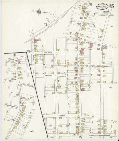 Sanborn Fire Insurance Map from Hanover, York County, Pennsylvania (1917), Sheet #0015 - Complete Map Set gallery image, historic Sanborn map, vintage wall art, Pennsylvania Pennsylvania