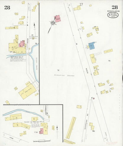 Sanborn Fire Insurance Map from Athol, Worcester County, Massachusetts (1936), Sheet #0028 - Complete Map Set gallery image, historic Sanborn map, vintage wall art, Massachusetts Massachusetts
