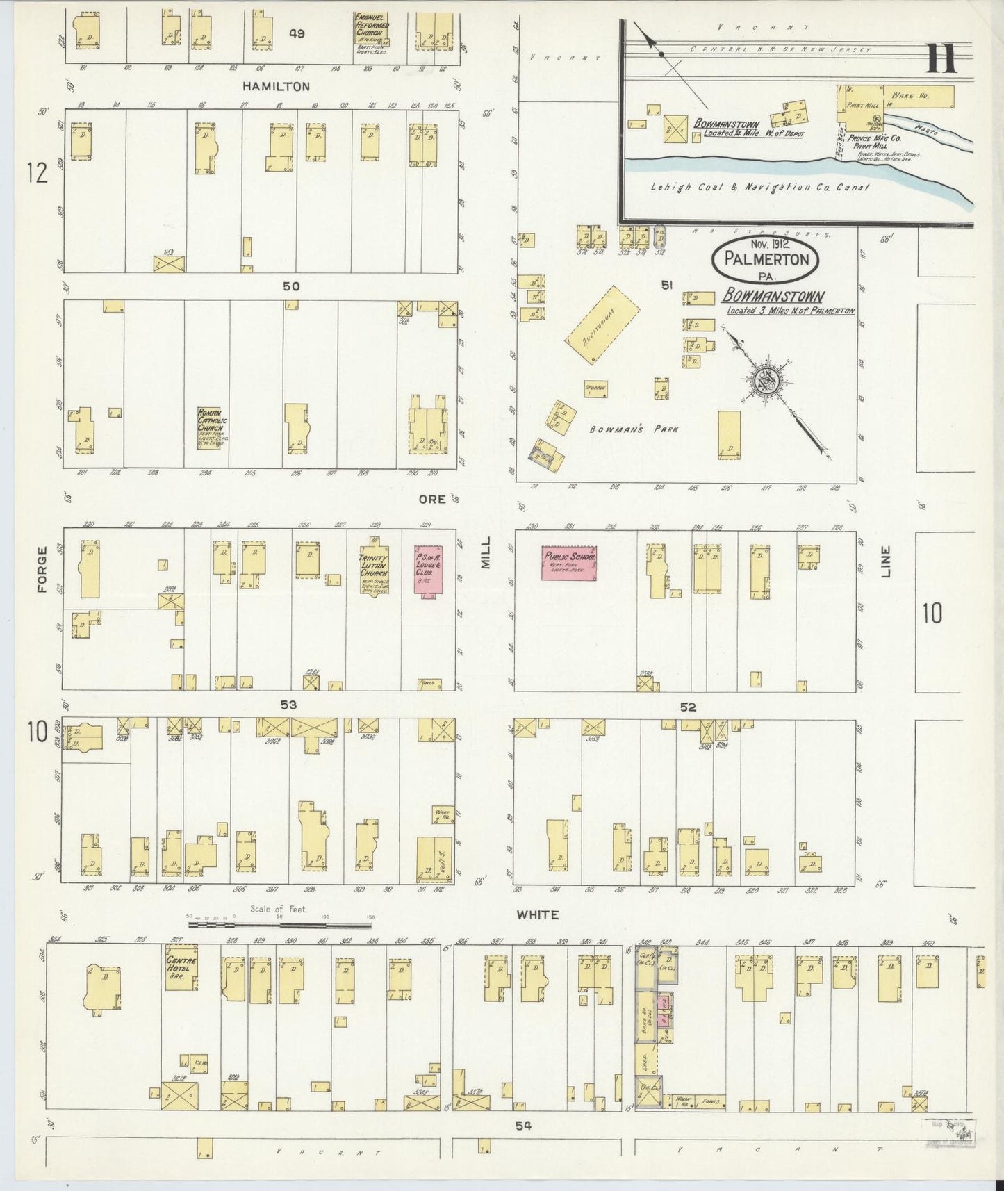 Sanborn Fire Insurance Map from Palmerton, Carbon County, Pennsylvania (1912), Sheet #0011 - Complete Map Set gallery image, historic Sanborn map, vintage wall art, Pennsylvania Pennsylvania
