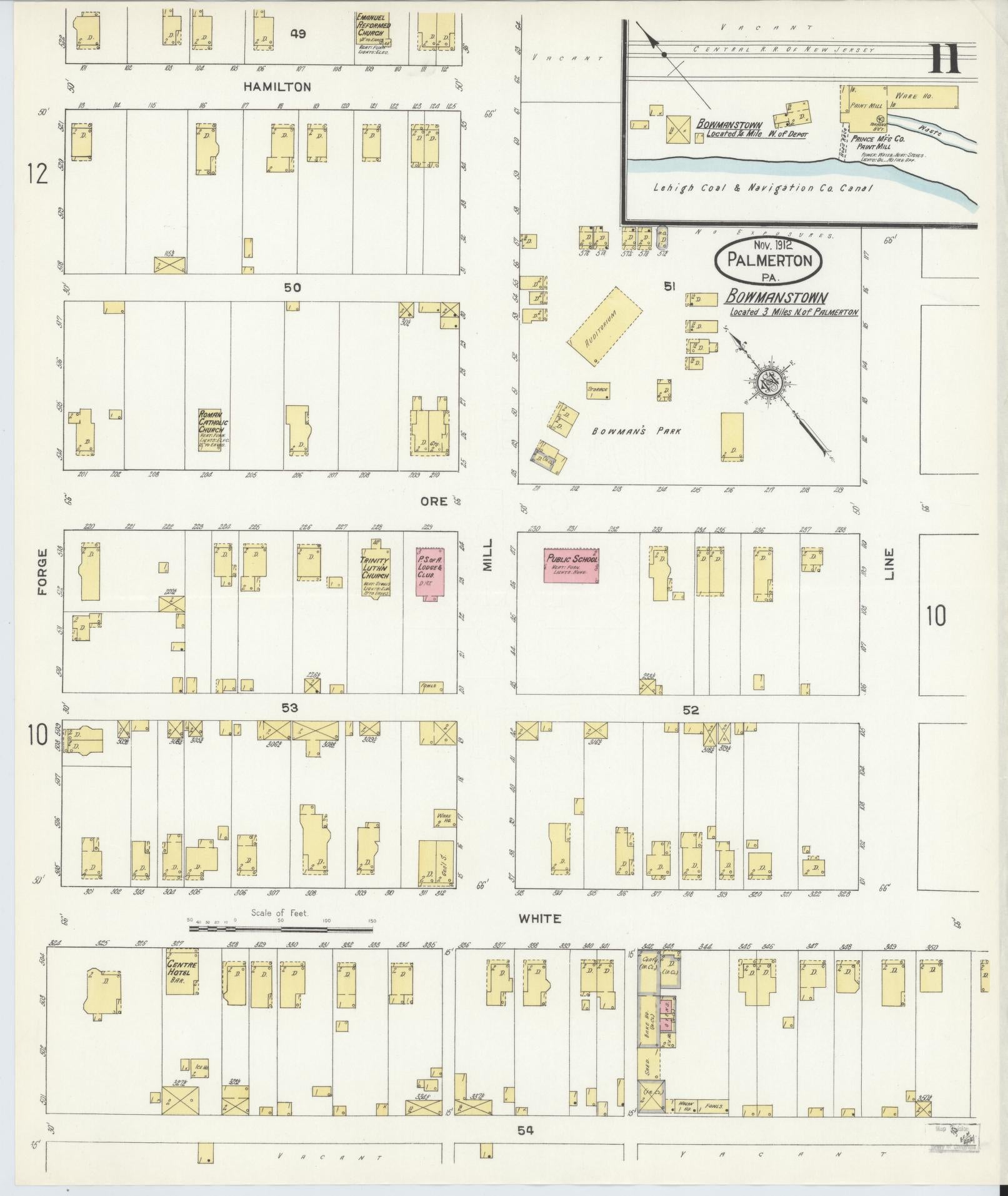 Sanborn Fire Insurance Map from Palmerton, Carbon County, Pennsylvania (1912), Sheet #0011 - Complete Map Set gallery image, historic Sanborn map, vintage wall art, Pennsylvania Pennsylvania