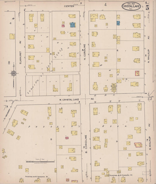 Sanborn Fire Insurance Map from Crystal Lake, McHenry County, Illinois (1921), Sheet #0005 - Historic Sanborn Fire Insurance Map Print, vintage old map wall art, antique decor, genealogy gift, Illinois Illinois map