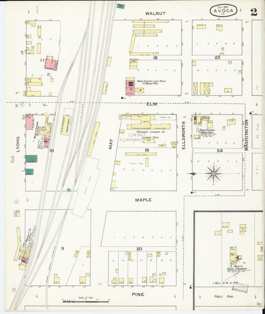 Sanborn Fire Insurance Map from Avoca, Pottawattamie County, Iowa (1893), Sheet #0002 - Historic Sanborn Fire Insurance Map Print, vintage old map wall art